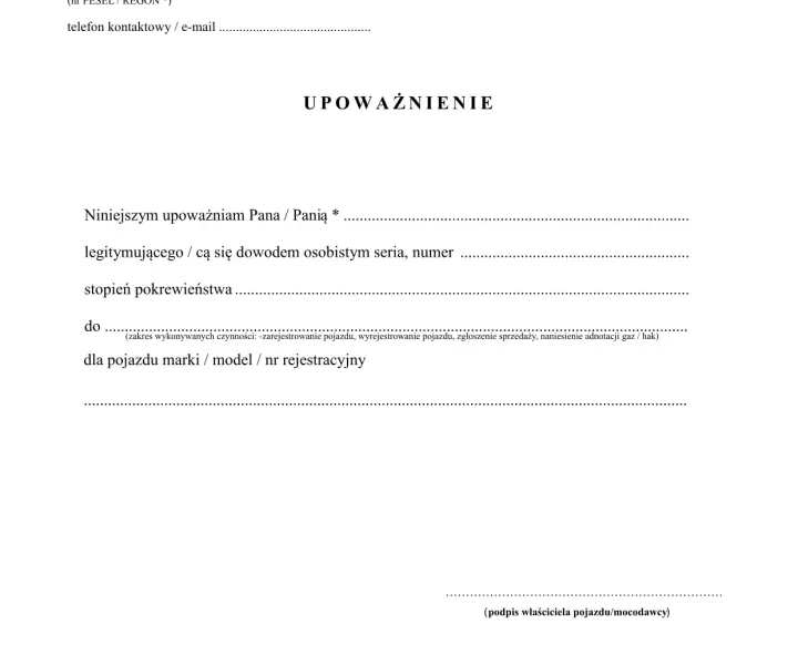 Jak napisać upoważnienie do wyrejestrowania samochodu krok po kroku bez błędów